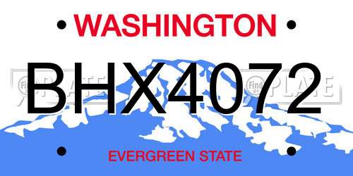 BHX4072 Washington License Plate