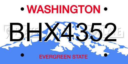 BHX4352 Washington License Plate