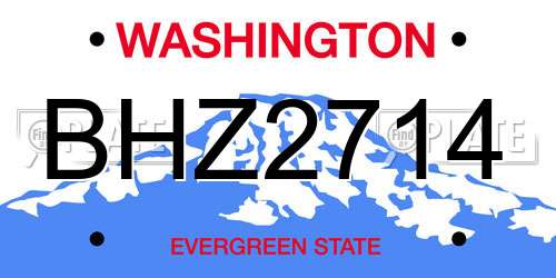 BHZ2714 Washington License Plate