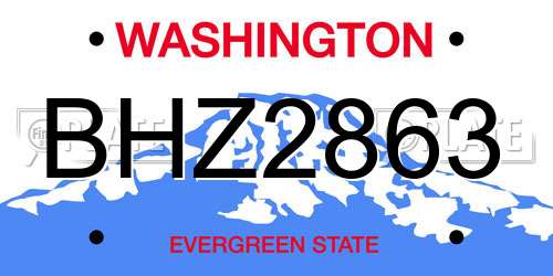 BHZ2863 Washington License Plate