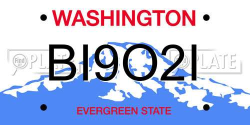 BI9O2I Washington License Plate
