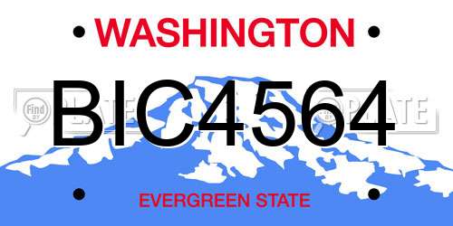 BIC4564 Washington License Plate