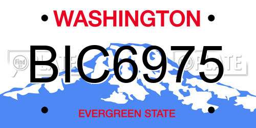 BIC6975 Washington License Plate
