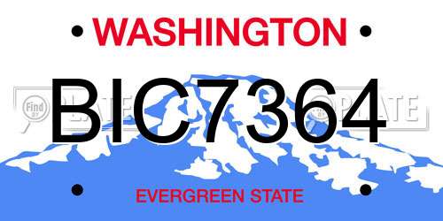 BIC7364 Washington License Plate