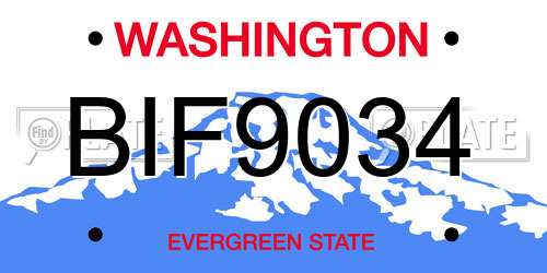 BIF9034 Washington License Plate