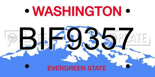 BIF9357 Washington License Plate