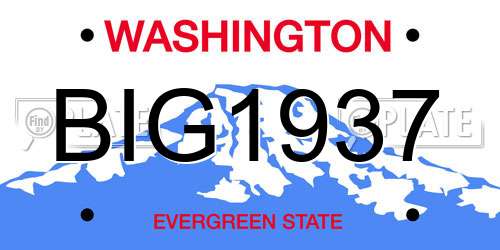 BIG1937 Washington License Plate