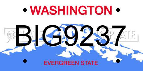 BIG9237 Washington License Plate