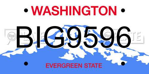 BIG9596 Washington License Plate