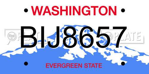 BIJ8657 Washington License Plate