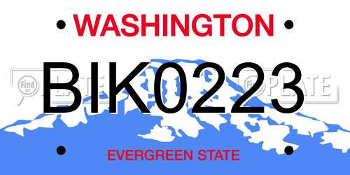 BIK0223 Washington License Plate