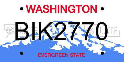 BIK2770 Washington License Plate