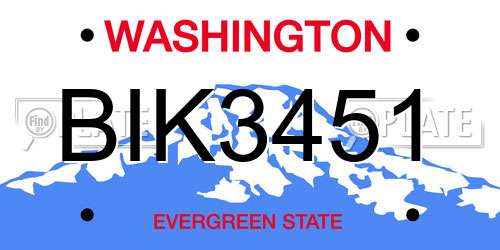 BIK3451 Washington License Plate