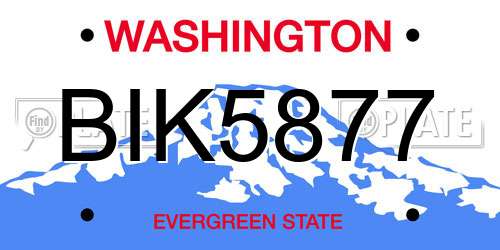 BIK5877 Washington License Plate