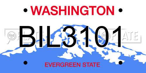 BIL3101 Washington License Plate