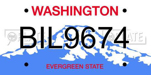 BIL9674 Washington License Plate