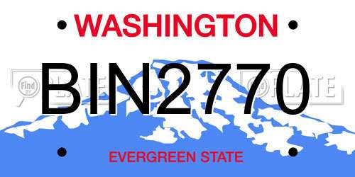 BIN2770 Washington License Plate