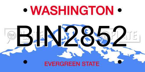 BIN2852 Washington License Plate