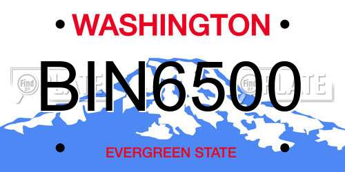 BIN6500 Washington License Plate