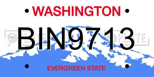 BIN9713 Washington License Plate