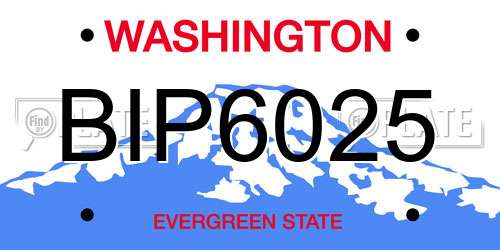 BIP6025 Washington License Plate