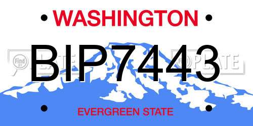 BIP7443 Washington License Plate
