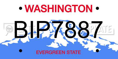 BIP7887 Washington License Plate