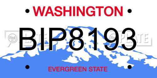 BIP8193 Washington License Plate
