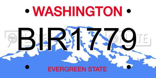 BIR1779 Washington License Plate