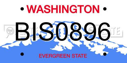 BIS0896 Washington License Plate