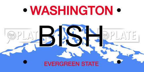 BISH Washington License Plate