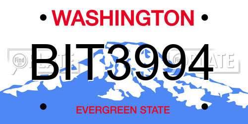 BIT3994 Washington License Plate