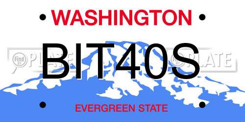 BIT40S Washington License Plate
