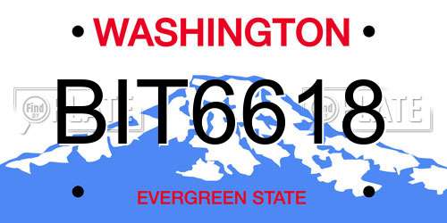 BIT6618 Washington License Plate
