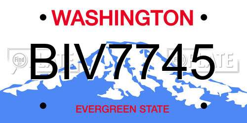 BIV7745 Washington License Plate