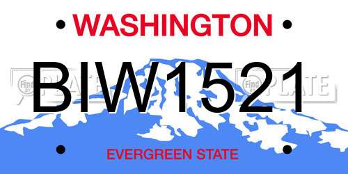 BIW1521 Washington License Plate