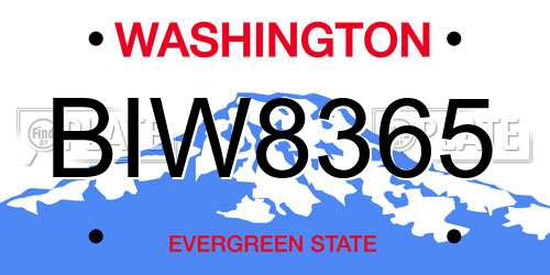 BIW8365 Washington License Plate