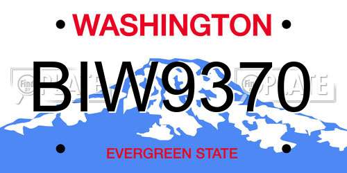 BIW9370 Washington License Plate