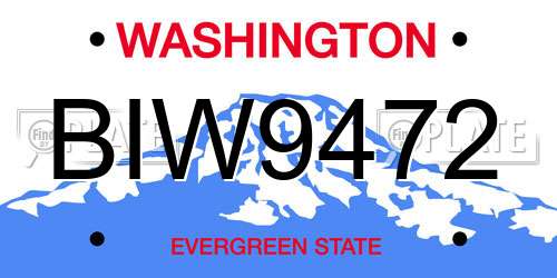 BIW9472 Washington License Plate