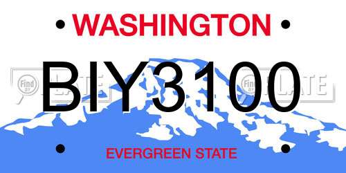 BIY3100 Washington License Plate