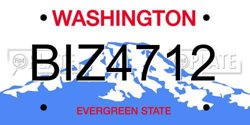 BIZ4712 Washington License Plate