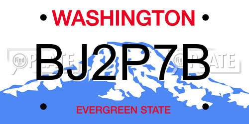 BJ2P7B Washington License Plate
