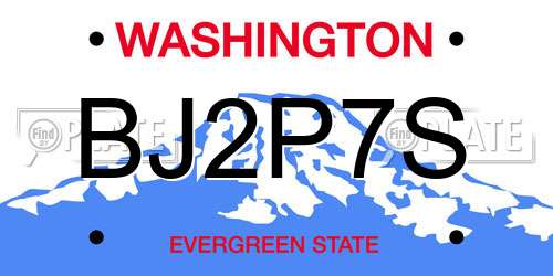 BJ2P7S Washington License Plate