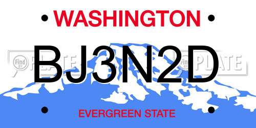 BJ3N2D Washington License Plate