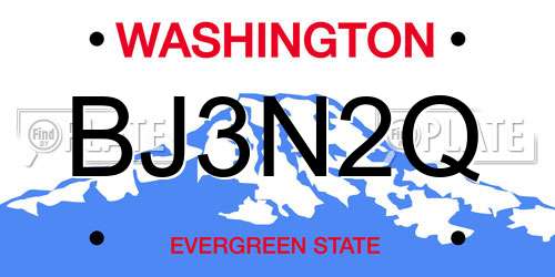 BJ3N2Q Washington License Plate