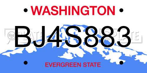 BJ4S883 Washington License Plate