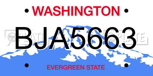 BJA5663 Washington License Plate