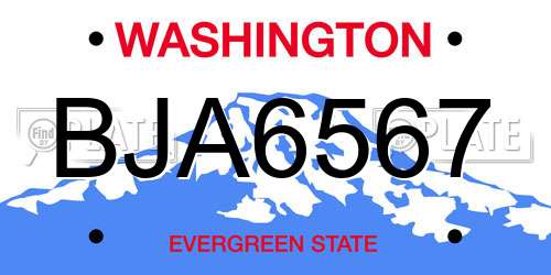 BJA6567 Washington License Plate
