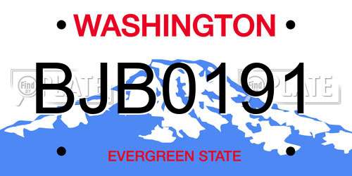 BJB0191 Washington License Plate