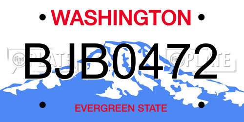 BJB0472 Washington License Plate